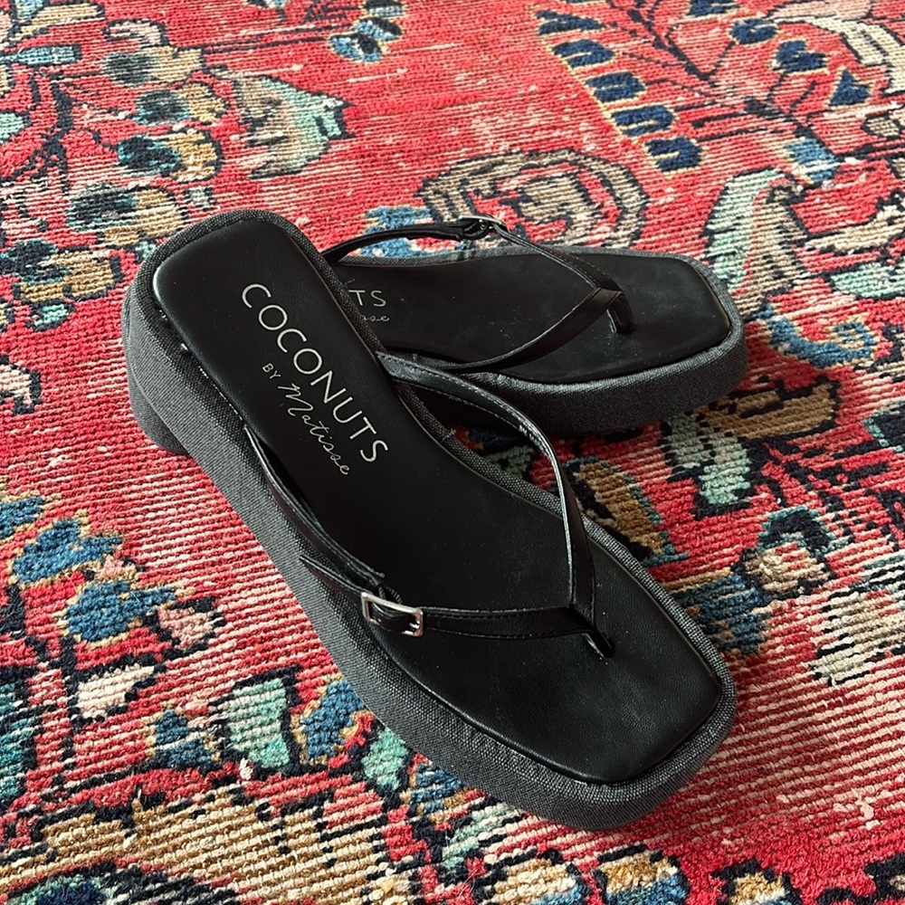 Anthropologie Platform Buckle Flip Flops